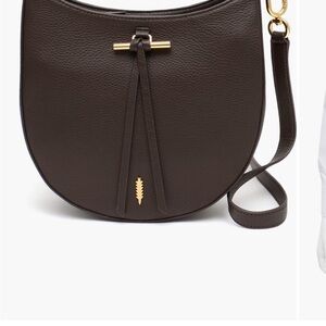 Chic Brown Crossbody Bag with Gold Accents